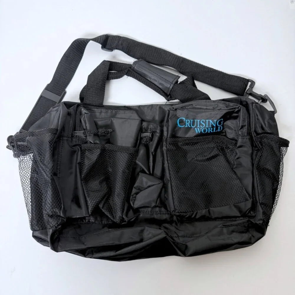 Vintage Cruising World Multi Pocket Black Tote Travel Duffel Bag Promotional